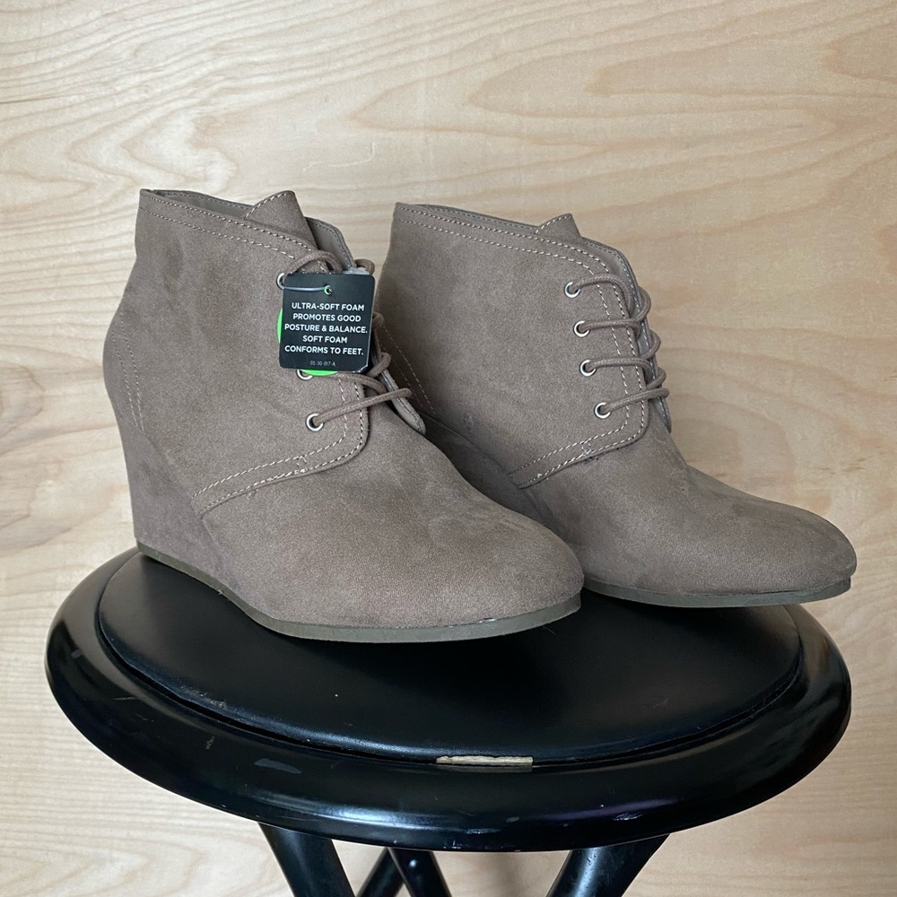 Taupe Wedge Bootie
